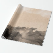 抽象芸術ブラックアイボリークリーミー絵画インクズアーバン ラッピングペーパー (アンロールド)