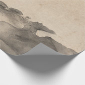 抽象芸術ブラックアイボリークリーミー絵画インクズアーバン ラッピングペーパー (角)