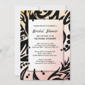 抽象芸術ブラックアンドピーチトライバルブライダルシャワー 招待状 (正面)