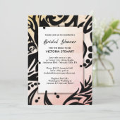 抽象芸術ブラックアンドピーチトライバルブライダルシャワー 招待状 (スタンド正面)