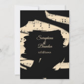 抽象芸術ブラックアンドピーチミュージック結婚式招待状 招待状 (裏面)