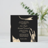 抽象芸術ブラックアンドピーチミュージック結婚式招待状 招待状 (スタンド正面)