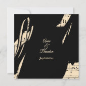 抽象芸術ブラックアンドピーチミュージック結婚式招待状 招待状 (裏面)