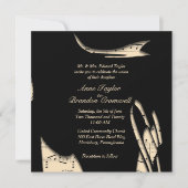 抽象芸術ブラックアンドピーチミュージック結婚式招待状 招待状 (正面)