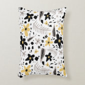 抽象芸術ブラックイエローグレーシームレス花柄 アクセントクッション (正面(垂直))