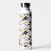 抽象芸術ブラックイエローグレーシームレス花柄 ウォーターボトル (左面)