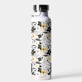 抽象芸術ブラックイエローグレーシームレス花柄 ウォーターボトル (右面)