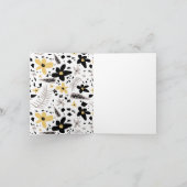 抽象芸術ブラックイエローグレーシームレス花柄 カード (内部)