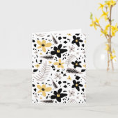 抽象芸術ブラックイエローグレーシームレス花柄 カード (黄色い花)