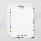 抽象芸術ブラックイエローグレーシームレス花柄 サンキューカード (正面)