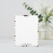 抽象芸術ブラックイエローグレーシームレス花柄 サンキューカード (スタンド正面)