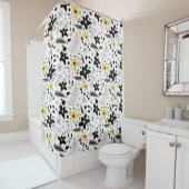 抽象芸術ブラックイエローグレーシームレス花柄 シャワーカーテン (インサイチュ)