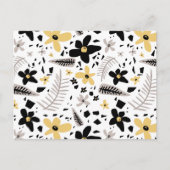 抽象芸術ブラックイエローグレーシームレス花柄 シーズンポストカード (正面)