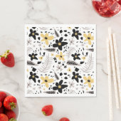 抽象芸術ブラックイエローグレーシームレス花柄 スタンダードランチョンナプキン (インサイチュ)