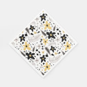 抽象芸術ブラックイエローグレーシームレス花柄 スタンダードランチョンナプキン (角)