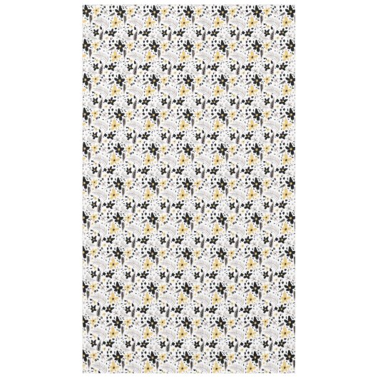 抽象芸術ブラックイエローグレーシームレス花柄 テーブルクロス (正面)