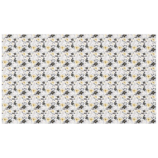 抽象芸術ブラックイエローグレーシームレス花柄 テーブルクロス (正面(横))