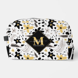 抽象芸術ブラックイエローグレーシームレス花柄 ドップキット