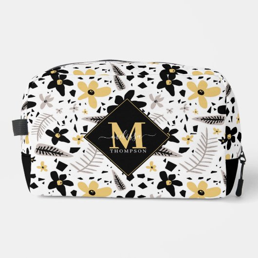 抽象芸術ブラックイエローグレーシームレス花柄 ドップキット (正面)