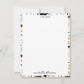 抽象芸術ブラックイエローグレーシームレス花柄 ノートカード (正面)