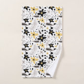 抽象芸術ブラックイエローグレーシームレス花柄 バスタオルセット (ハンドタオル)