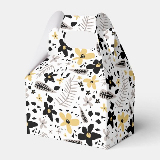 抽象芸術ブラックイエローグレーシームレス花柄 フェイバーボックス (裏面サイド)