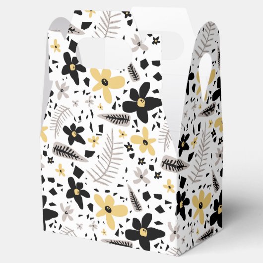 抽象芸術ブラックイエローグレーシームレス花柄 フェイバーボックス (オープン)