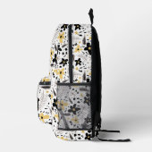 抽象芸術ブラックイエローグレーシームレス花柄 プリントバックパック (右)