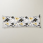 抽象芸術ブラックイエローグレーシームレス花柄 ボディピロー (裏面)