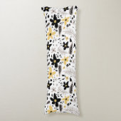 抽象芸術ブラックイエローグレーシームレス花柄 ボディピロー (正面縦)