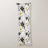 抽象芸術ブラックイエローグレーシームレス花柄 ボディピロー (裏面 (縦))