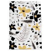 抽象芸術ブラックイエローグレーシームレス花柄 ミディアムペーパーバッグ (正面)