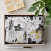 抽象芸術ブラックイエローグレーシームレス花柄 薄葉紙 (ギフト)