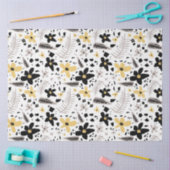 抽象芸術ブラックイエローグレーシームレス花柄 薄葉紙 (クラフト)