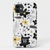 抽象芸術ブラックイエローグレーシームレス花柄 Case-Mate iPhoneケース (裏面)