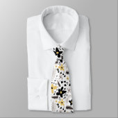 抽象芸術ブラックイエローグレーフローラルパターン ネクタイ (タイ)