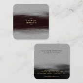 抽象芸術ブラックインクブラシストロークプレミアムグレー スクエア名刺 (正面/裏面)