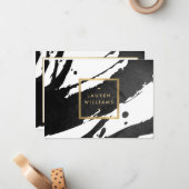 抽象芸術ブラックインク筆跡のギフト証明書 ノートカード (正面/裏面インサイチュ)