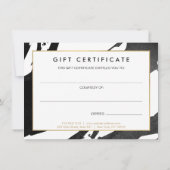 抽象芸術ブラックインク筆跡のギフト証明書 ノートカード (裏面)