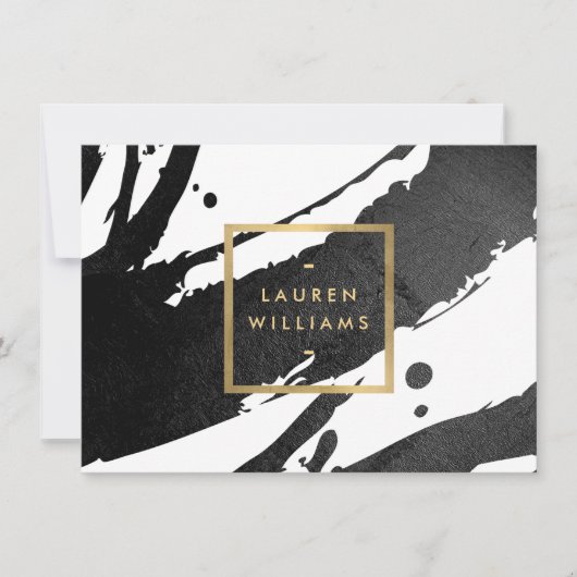 抽象芸術ブラックインク筆跡のギフト証明書 ノートカード (正面)