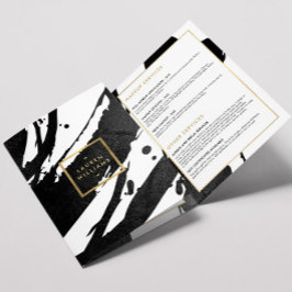 抽象芸術ブラックインク筆跡パンフレット 三つ折りカード