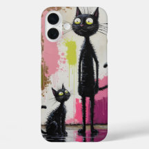 抽象芸術ブラックキャットミニマルプリント