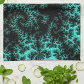 抽象芸術ブラックグリーンフラクタルアート キッチンタオル (折り畳み)