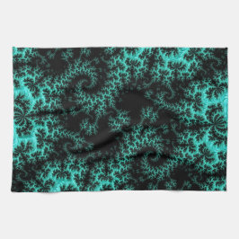抽象芸術ブラックグリーンフラクタルアート キッチンタオル