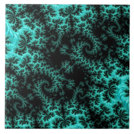 抽象芸術ブラックグリーンフラクタルアート タイル