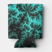 抽象芸術ブラックグリーンフラクタルアート 缶クーラー (正面)