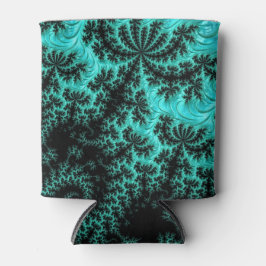 抽象芸術ブラックグリーンフラクタルアート 缶クーラー