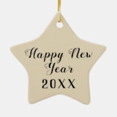 抽象芸術ブラックグレーハッピーニューイヤー セラミックオーナメント (裏面)