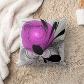 抽象芸術ブラックグレー(マゼンタのフラクタルアート付き) クッション (ブランケット)