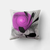 抽象芸術ブラックグレー(マゼンタのフラクタルアート付き) クッション (裏面)